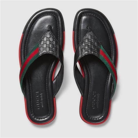 mens gucci thong sandals|Black Leather Web And Thong Sandal .